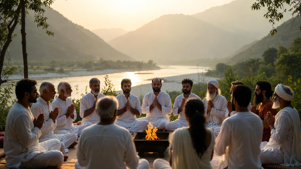 Sunrise over Ganges river